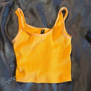 Fox Orange Ribbed Crop Tank Top